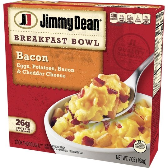 Jimmy Dean Eggs Potatoes Bacon & Cheddar Cheese Breakfast Bowl, 7 oz (Frozen)