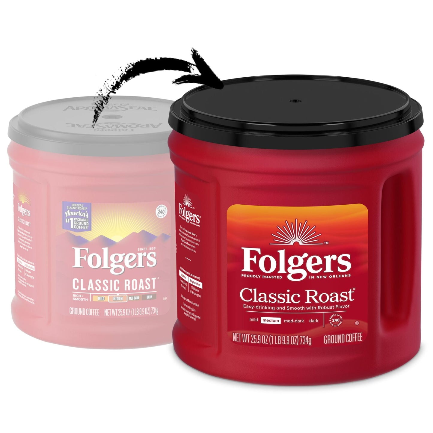Folgers Classic Roast Ground Coffee, Medium Roast Coffee, 25.9 Ounce Canister