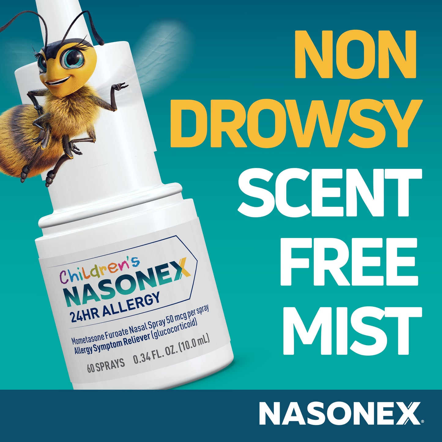 Children's Nasonex 24HR Allergy Nasal Spray, Non-Drowsy Relief for Kids, 7.5ML