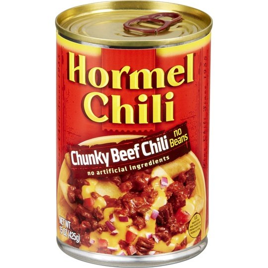 HORMEL Chili Chunky Beef No Beans, No Artificial Ingredients, 15 Oz