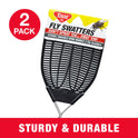 Enoz Fly Swatter, Wire Handled Plastic Fly Swatter, Assorted Colors, 2 Ct (4" L, 5" W, 21" H)