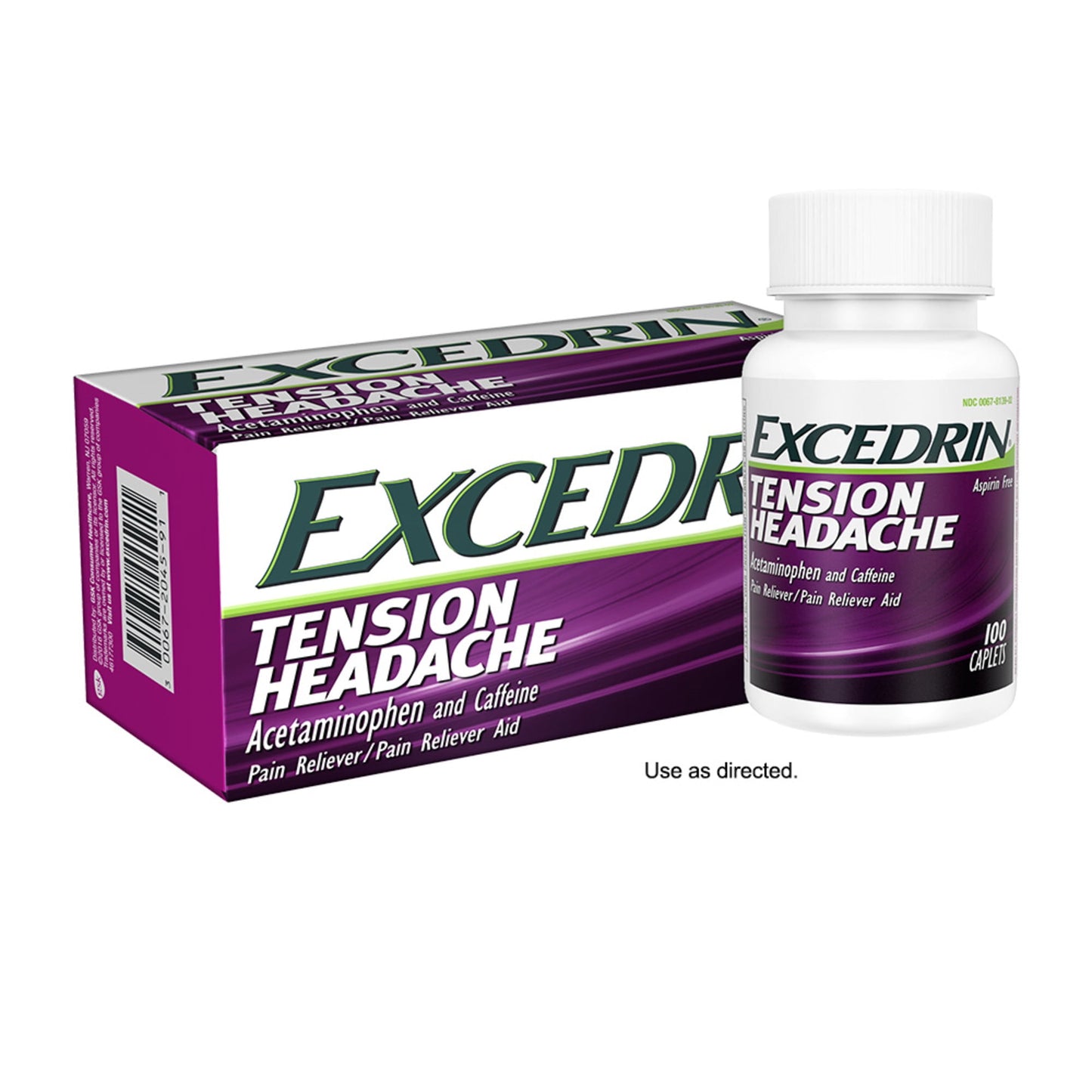 Excedrin Tension Headache Relief Acetaminophen and Caffeine Caplets, 100 Count