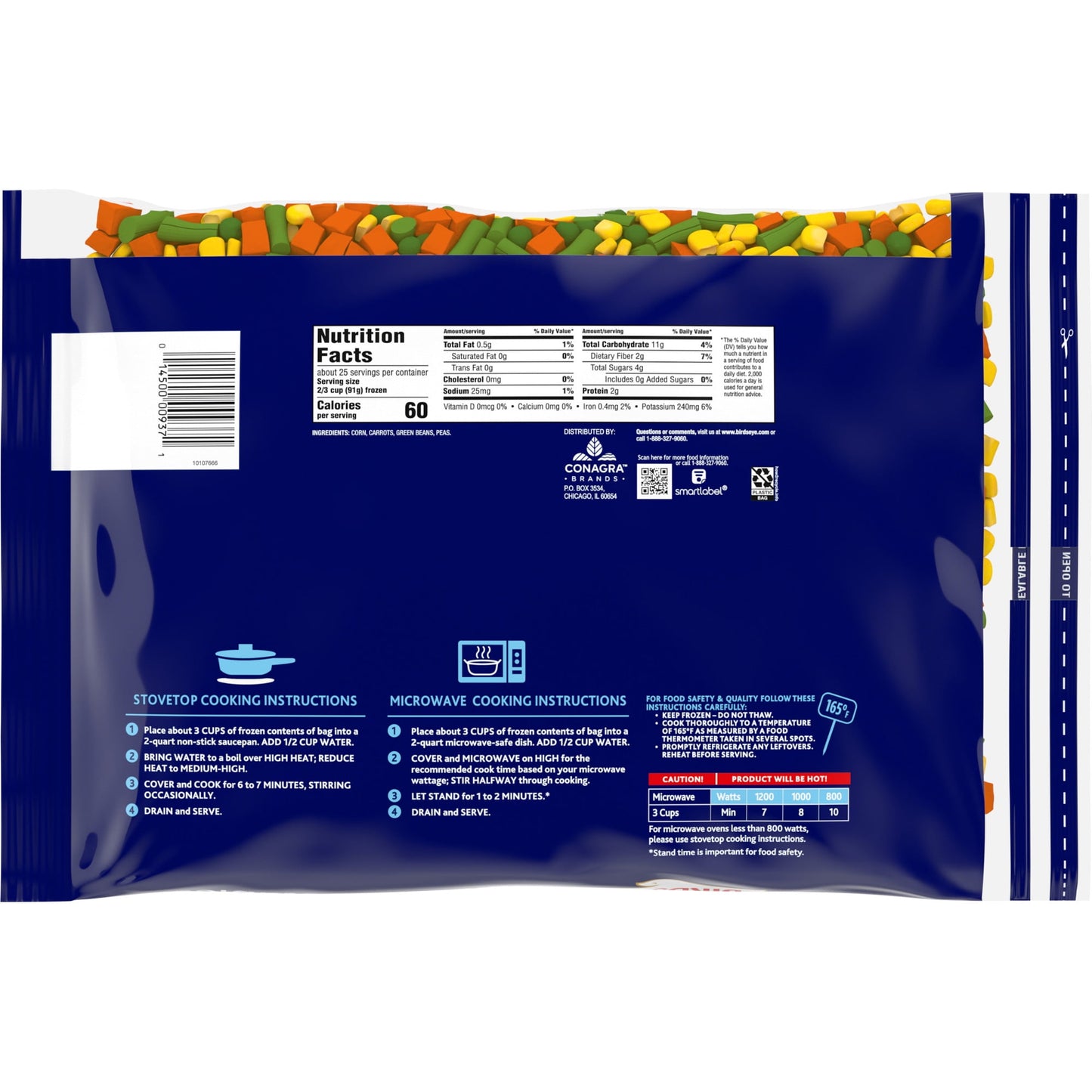 Birds Eye Frozen Mixed Vegetables, Corn, Carrots, Green Beans & Peas, 80 oz. (Frozen)