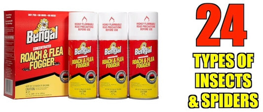 Bengal Concentrated Roach and Flea Killer Fogger, Odorless Mess-Free Dry Fog, 3 Count, 2.7 Oz Aerosol Cans