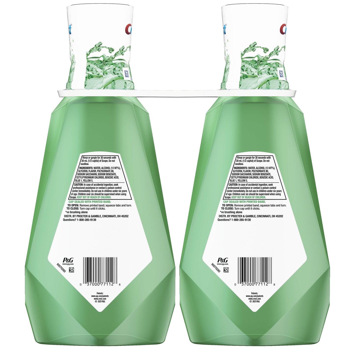 Crest Scope Outlast Mouthwash, Fresh Mint, 1L, Pack of 2