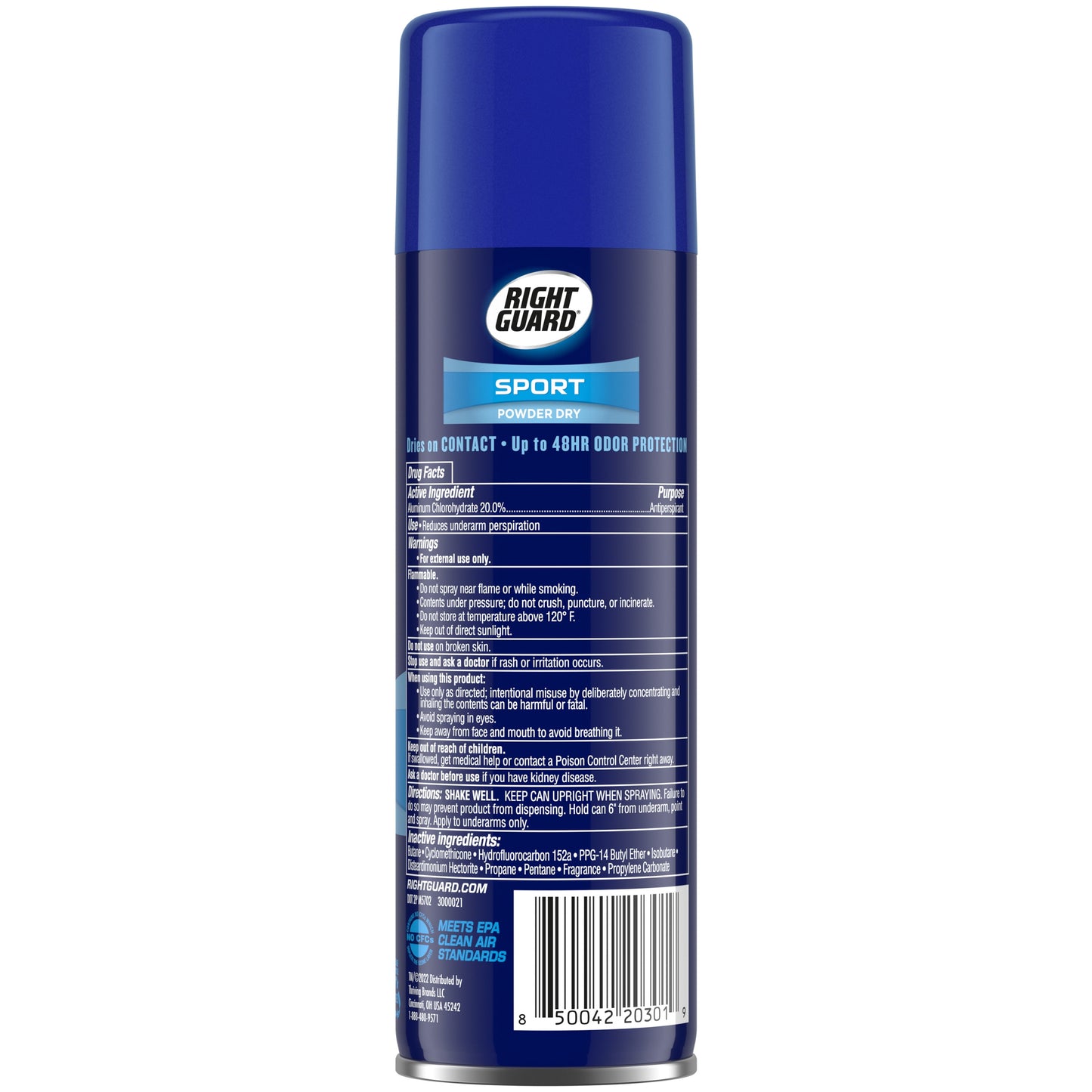 Right Guard Sport Antiperspirant Deodorant Aerosol Spray, Powder Dry, 6 oz