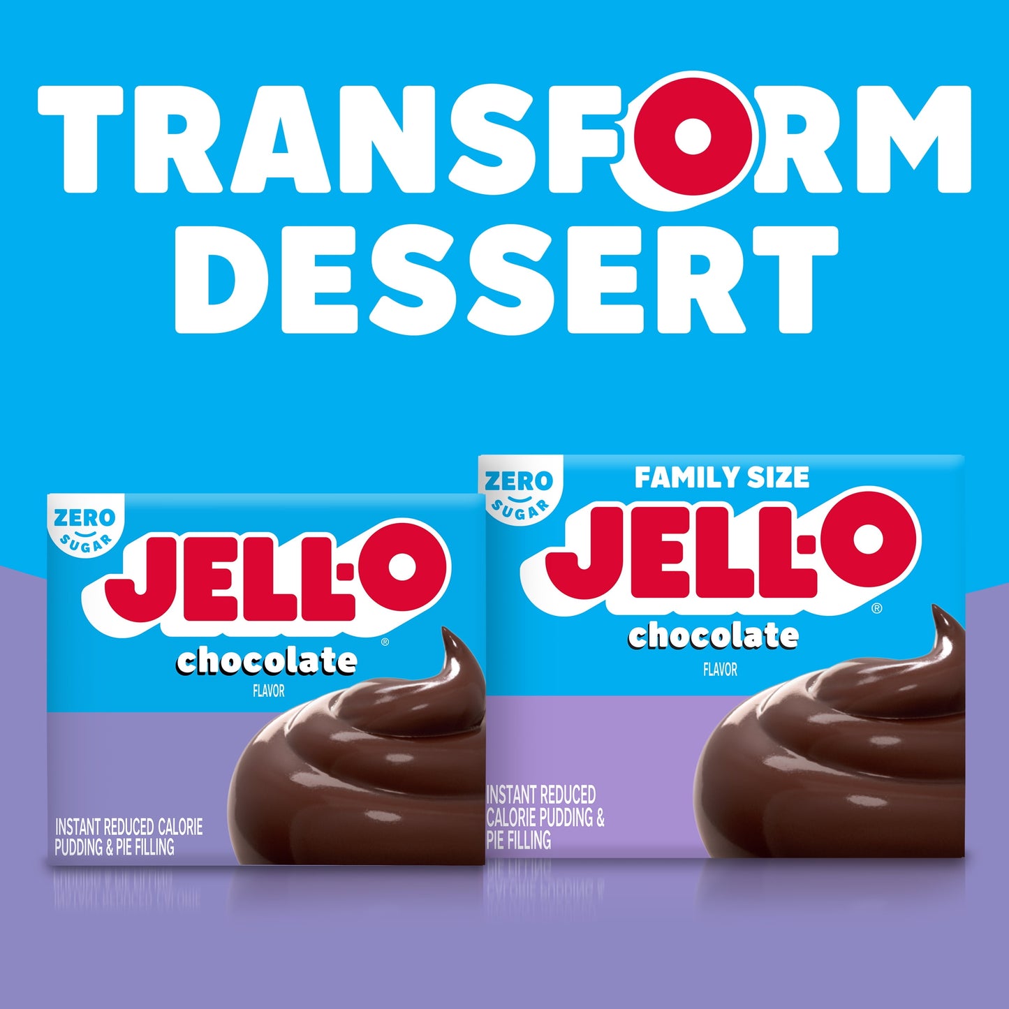 Jell-O Chocolate Flavor Zero Sugar Instant Reduced Calorie Pudding & Pie Filling Mix, 1.4 oz Box