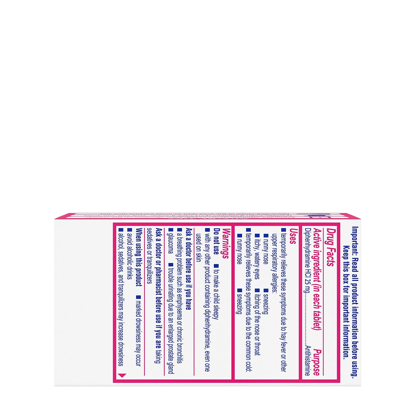 Benadryl Ultratabs Antihistamine Cold & Allergy Relief Tablets, 100Ct