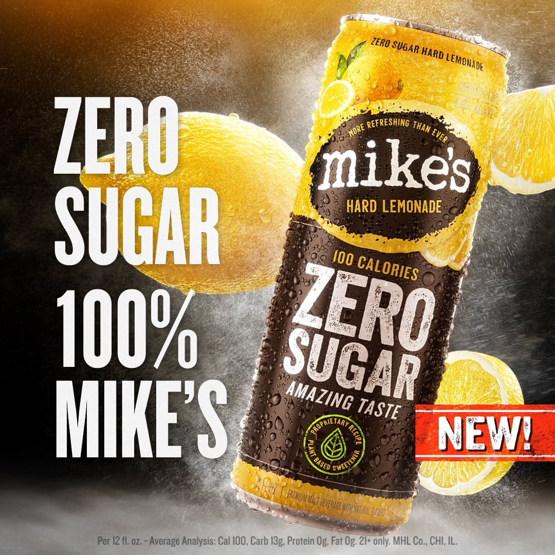 Mikes Hard Lemonade Zero Sugar, Single Serve, 24 fl oz Can, 4.8% ABV