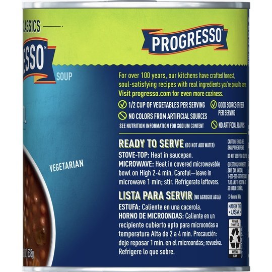 Progresso Vegetable Classics, Lentil Canned Soup, 19 oz.