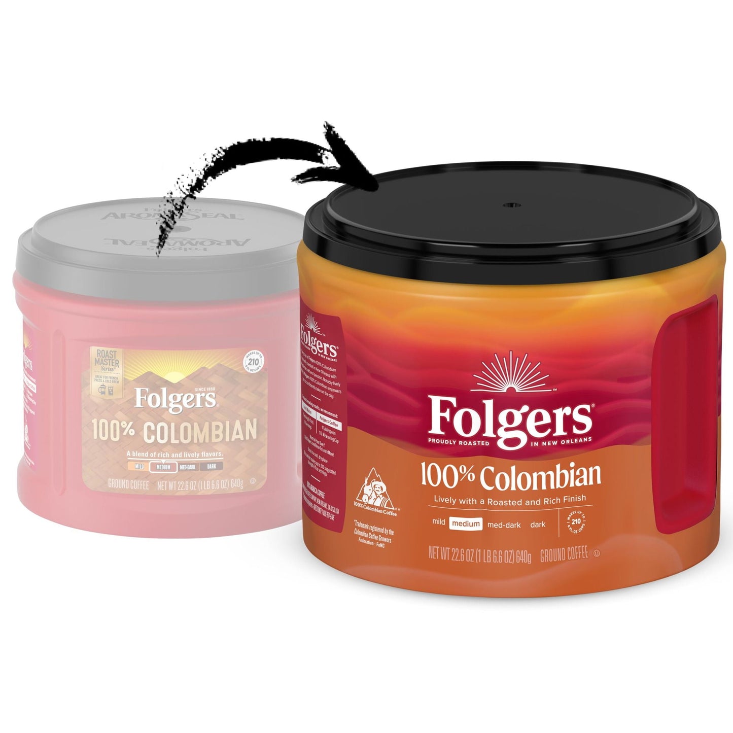 Folgers Colombian Coffee, Medium Roast Ground Coffee, 22.6 Ounce Canister