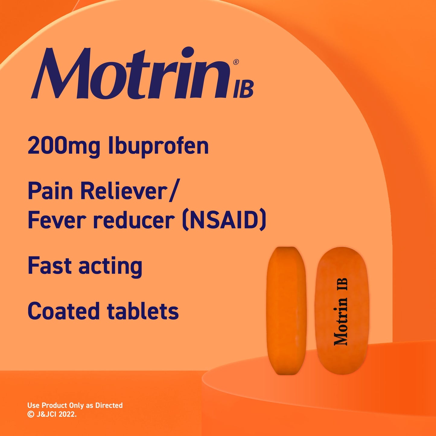 Motrin IB, Ibuprofen 200mg Tablets for Pain & Fever Relief, 100 Ct