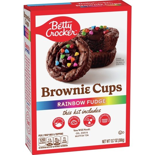 Betty Crocker Brownie Cups Mix, Rainbow Fudge, 13.7 oz