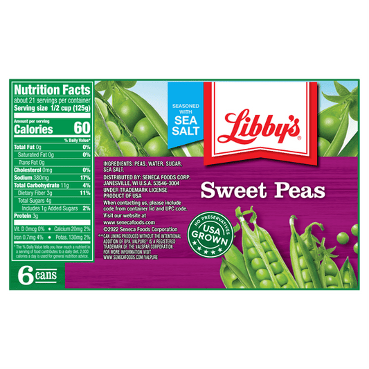 (6 Cans) Libby's Canned Sweet Peas, 15 oz