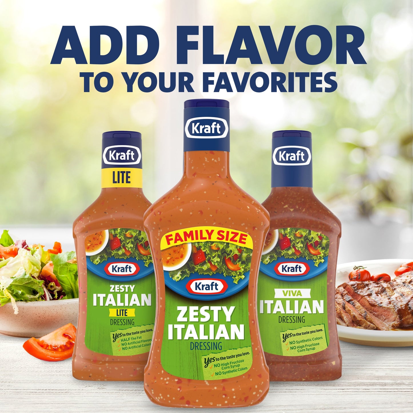 Kraft Zesty Italian Salad Dressing Family Size, 24 fl oz Bottle