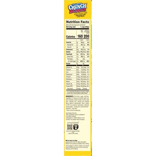 Cap'n Crunch, Crunch Berries, Kid's Cereal, 11.7 oz Packaged Breakfast Cereal Box