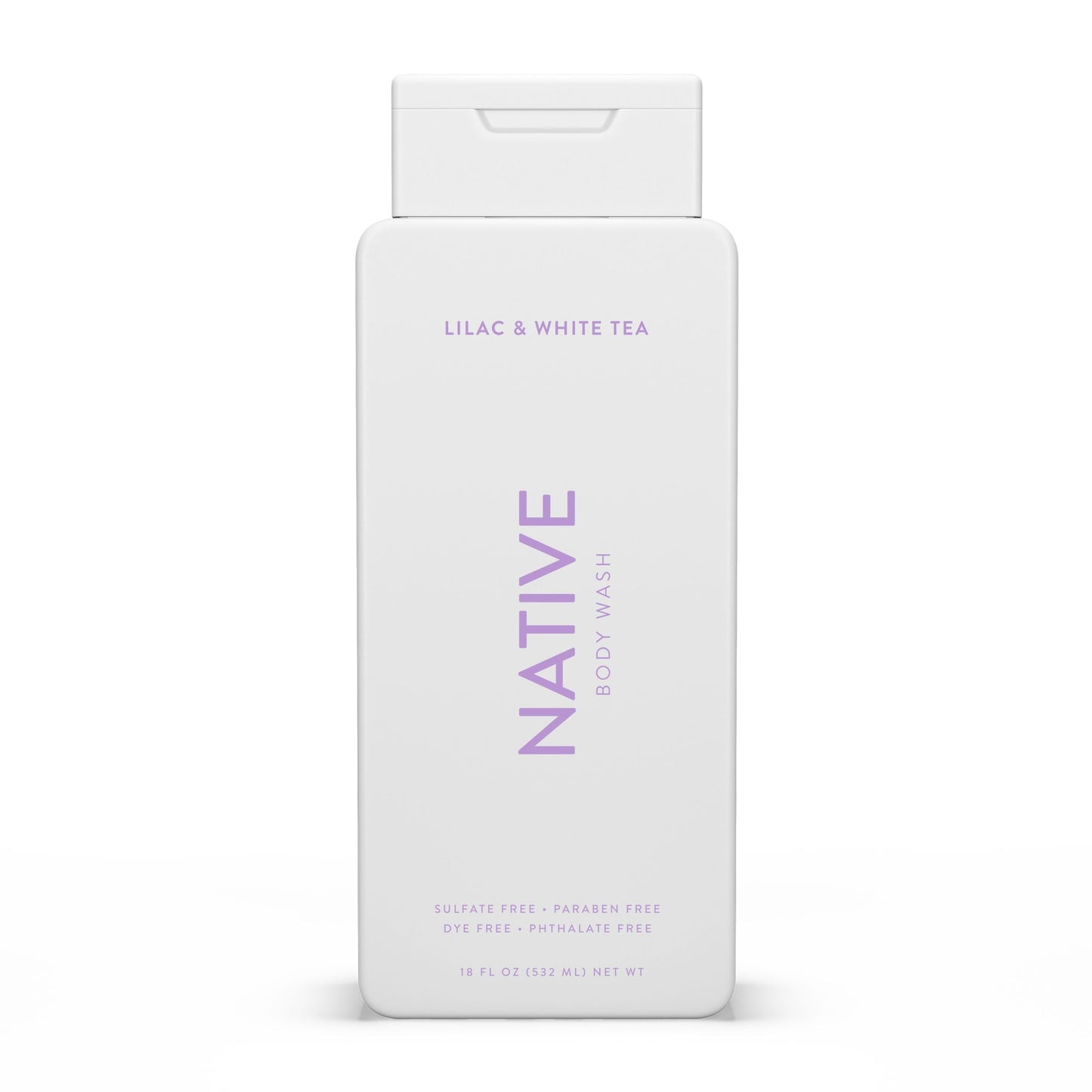 Native Natural Body Wash, Lilac & White Tea, Sulfate Free, Paraben Free, 18 oz