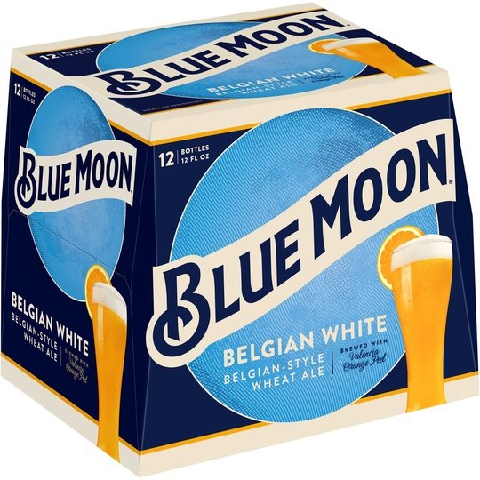 Blue Moon Belgian White Wheat Ale Craft Beer, 12 Pack, 12 fl oz Bottles, 5.4% ABV