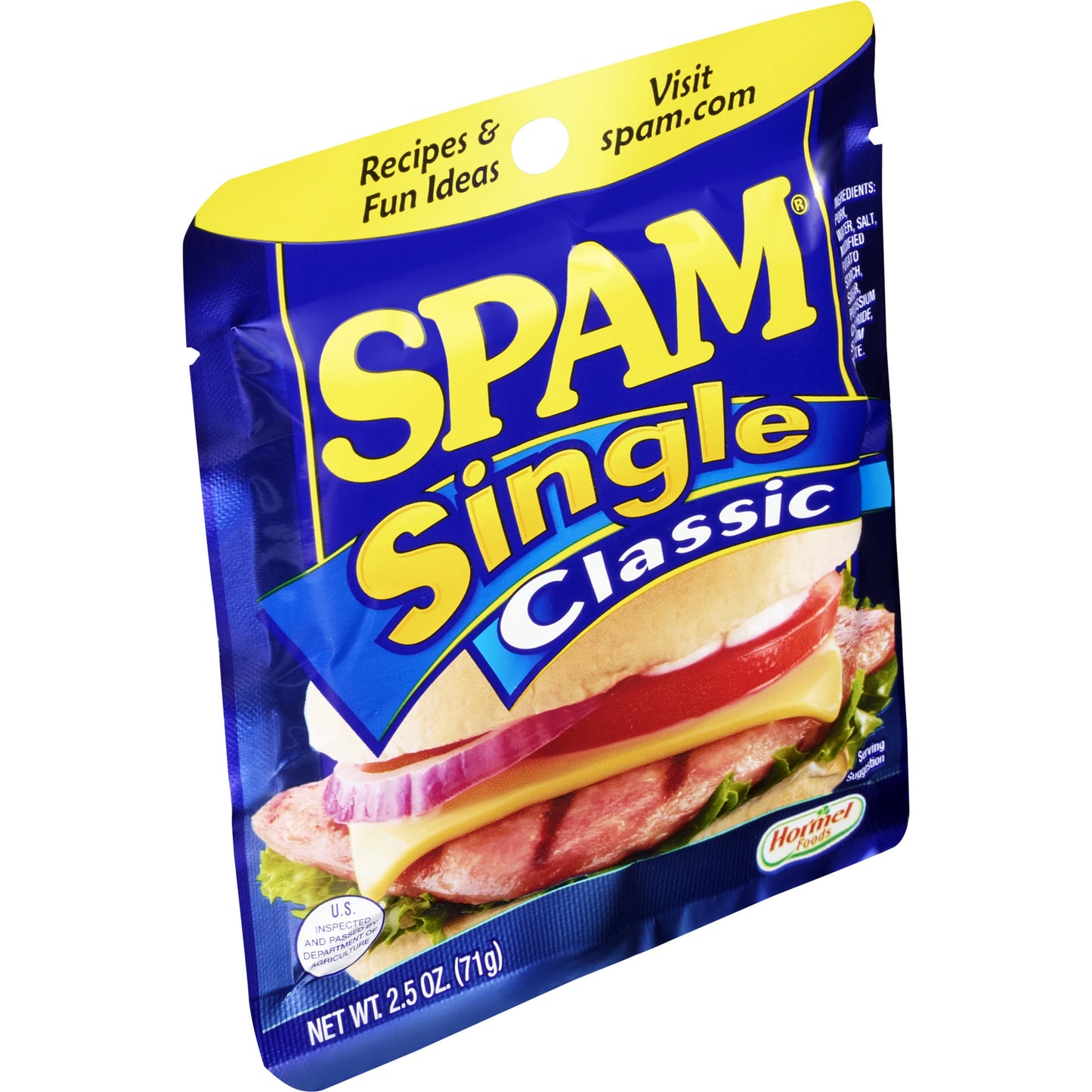 SPAM Single Classic, 9 g protein per serving, 2.5 oz Aluminum Pouch