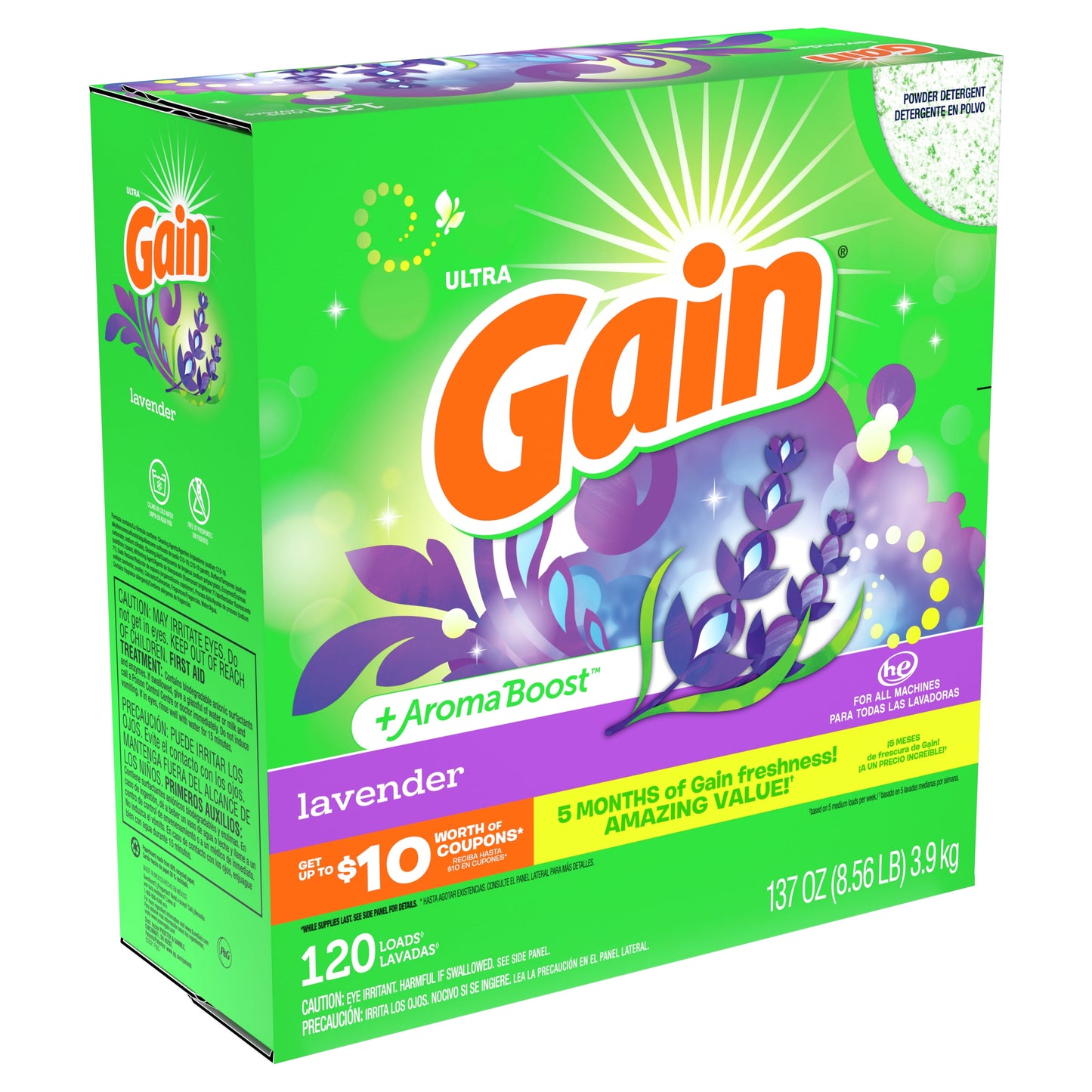 Gain Laundry Detergent Powder, Lavender, 120 Loads 137 oz