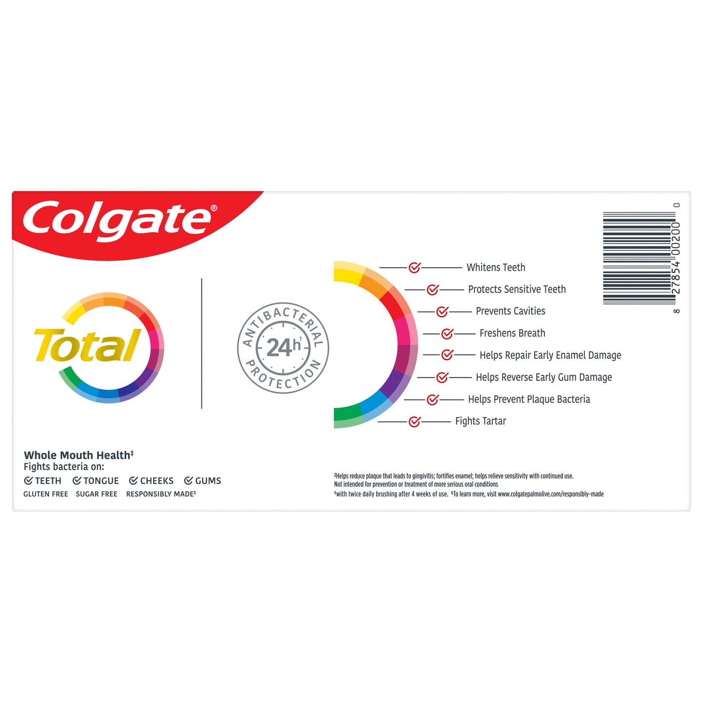 Colgate Total Whitening + Charcoal Toothpaste, Mint, 2 Pack, 5.1 Oz Tubes