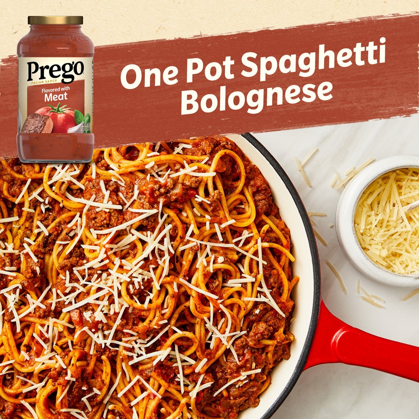 Prego Italian Tomato Spaghetti Sauce Flavored with Meat, 24 oz Jar