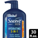 Suave Men 3 in 1 Mens Body Wash, Hair, Face and Body Wash, Citrus and Musk, All Hair Types 30 oz