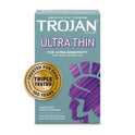 Trojan Ultra Thin Lubricated Condoms - 3 Count, Pack of 6