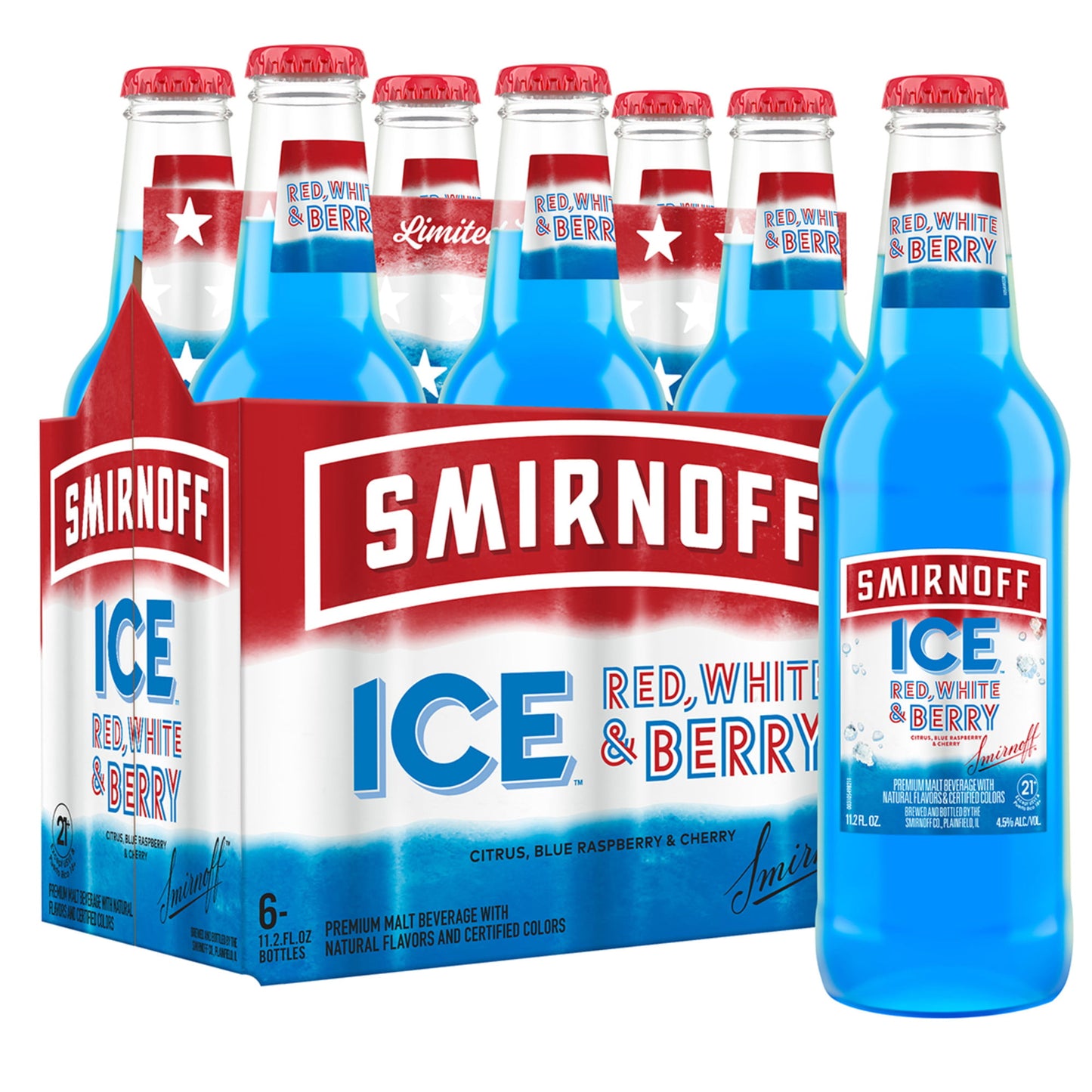 Smirnoff Ice Red White & Berry Sparkling Drink, 11.2oz Bottles, 6pk