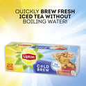 Lipton Family Size Cold Brew Iced Black Tea, Caffeinated, Tea Bags 22 Count Box