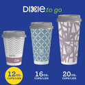 Dixie To Go Disposable Paper Cups with Lids, 12 oz, Multicolor, 20 Count