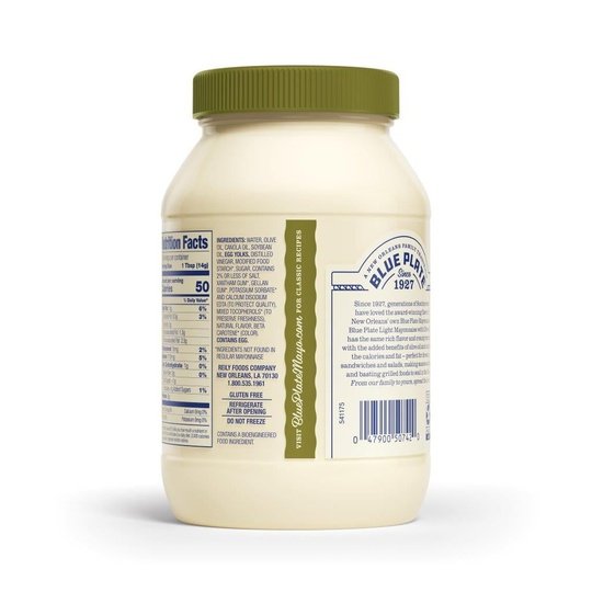 Blue Plate Olive Oil Light Mayonnaise, 30 fl oz Plastic Jar