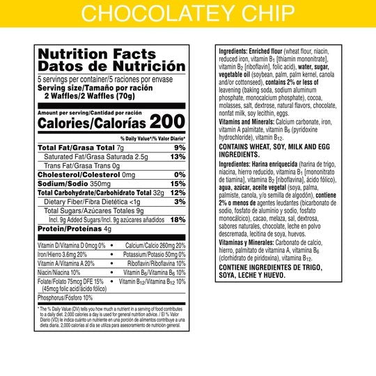 Eggo Chocolatey Chip Waffles, 12.3 oz, 10 Count (Frozen), Regular