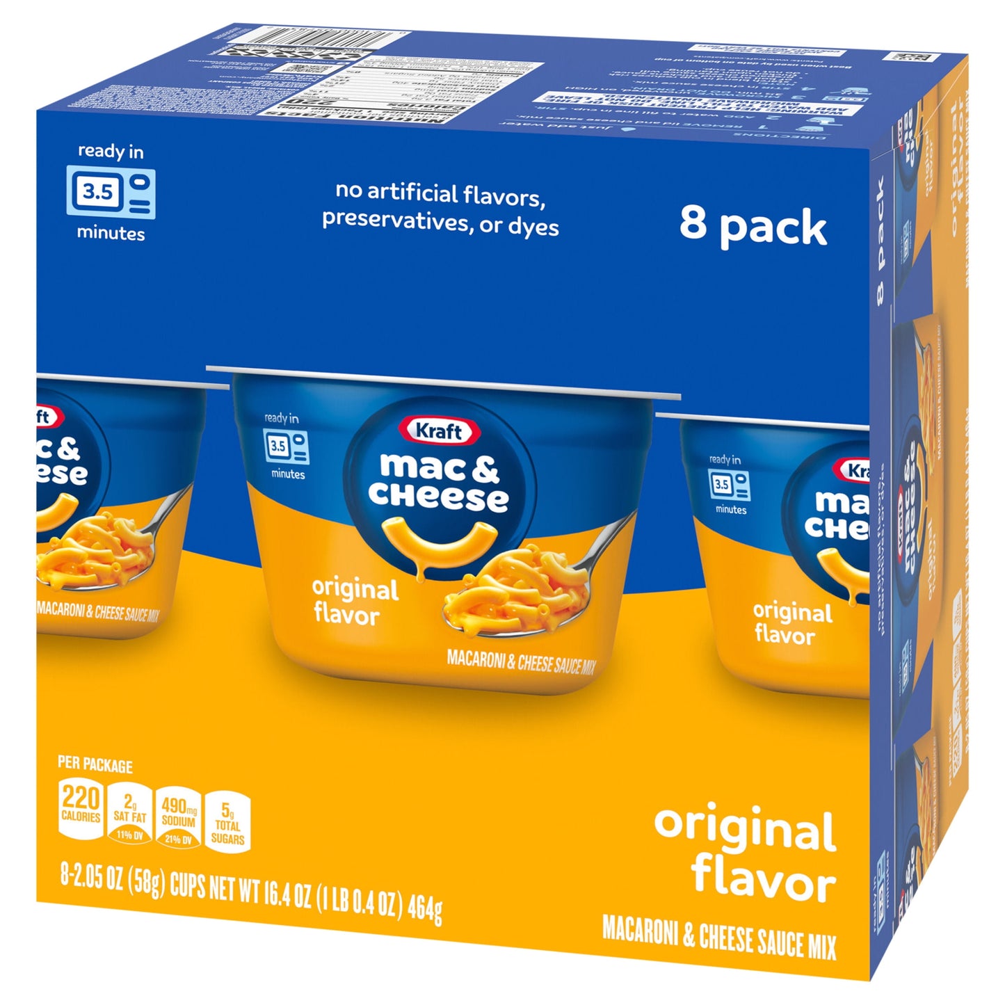 Kraft Original Mac N Cheese Macaroni and Cheese Cups Easy Microwavable Dinner, 8 ct Box, 2.05 oz Cups