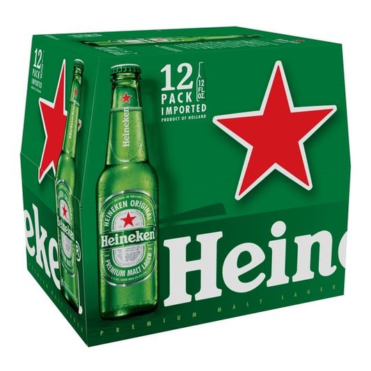 Heineken Original Lager Beer, 12pk 12oz Btls, 5% Alcohol by Volume