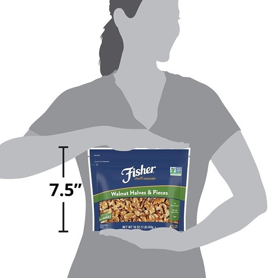 Fisher Chef's Naturals Gluten Free, No Preservatives, Non-GMO Walnut Halves & Pieces, 16 oz Bag