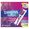 Tampax Radiant Tampons Duo Pack with Leak Guard Braid, Light/Regular Absorbency, 26 Ct