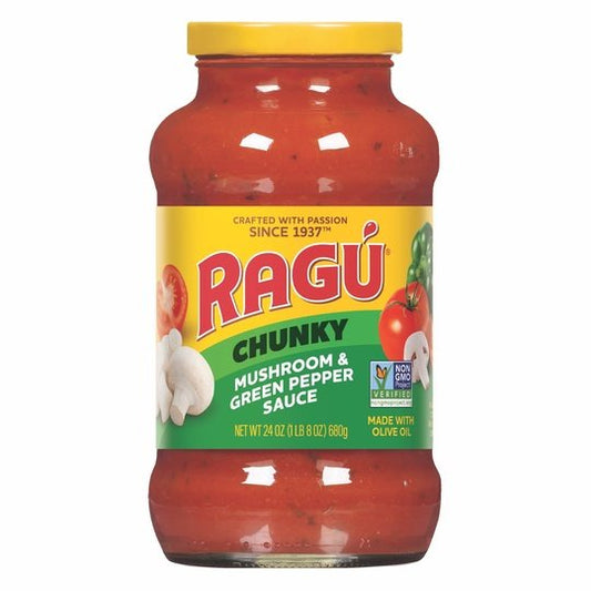 Ragu Chunky Mushroom and Green Pepper Pasta Sauce with Mushrooms, Green Peppers, and Diced Tomatoes, 24 oz