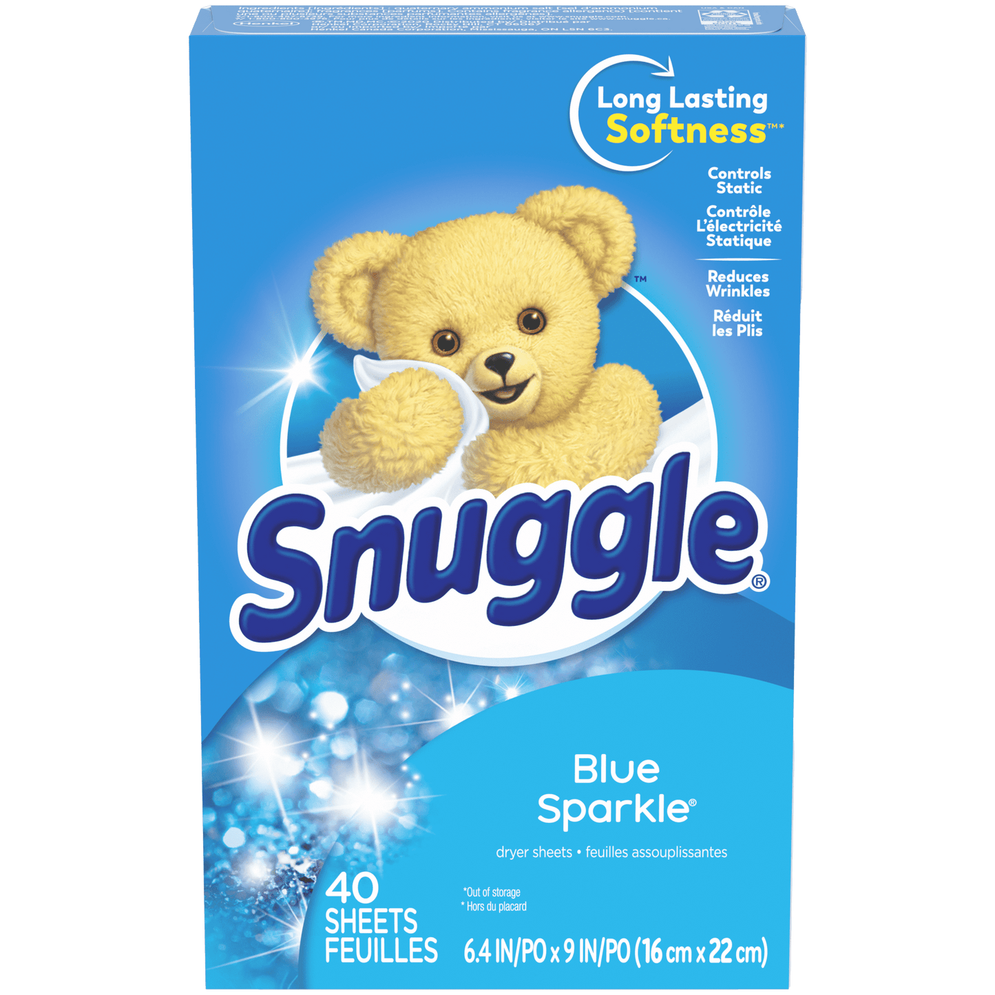 Snuggle Fabric Softener Dryer Sheets, Blue Sparkle, 40 Count