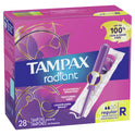 Tampax Radiant Tampons with LeakGuard Braid, Regular Absorbency, 28 Count