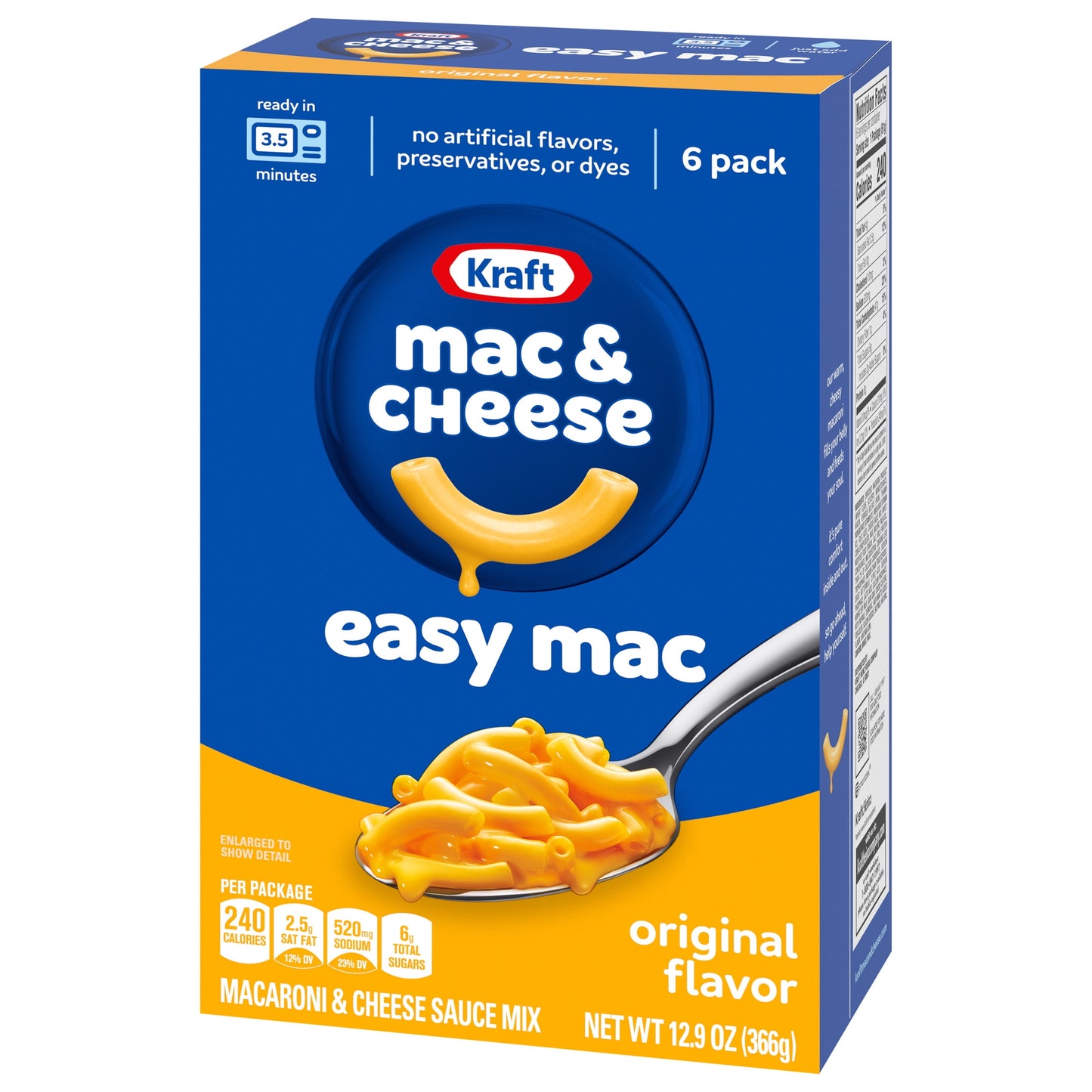 Kraft Easy Mac Original Mac N Cheese Macaroni and Cheese Microwavable Dinner, 6 ct Packets