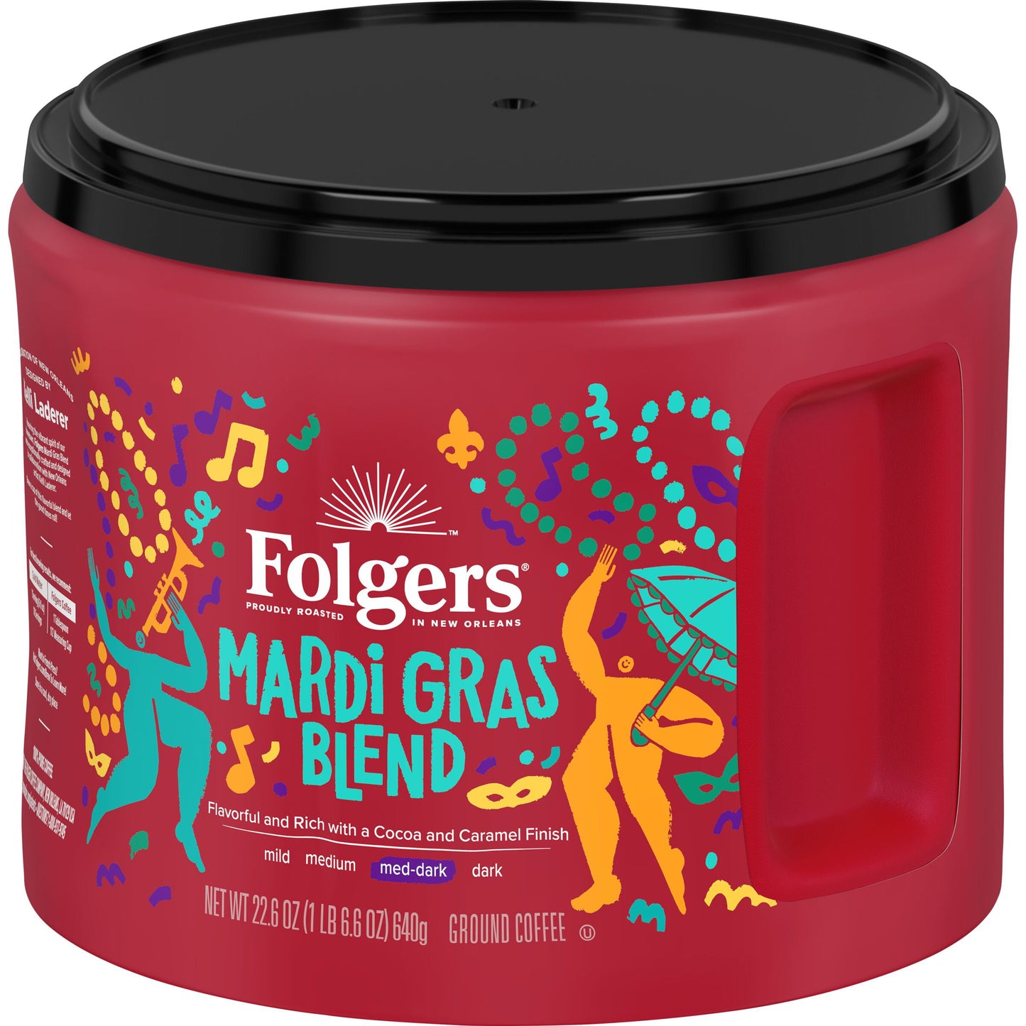 Folgers Mardi Gras Blend Medium-Dark Roast Coffee, 22.6 oz. Canister
