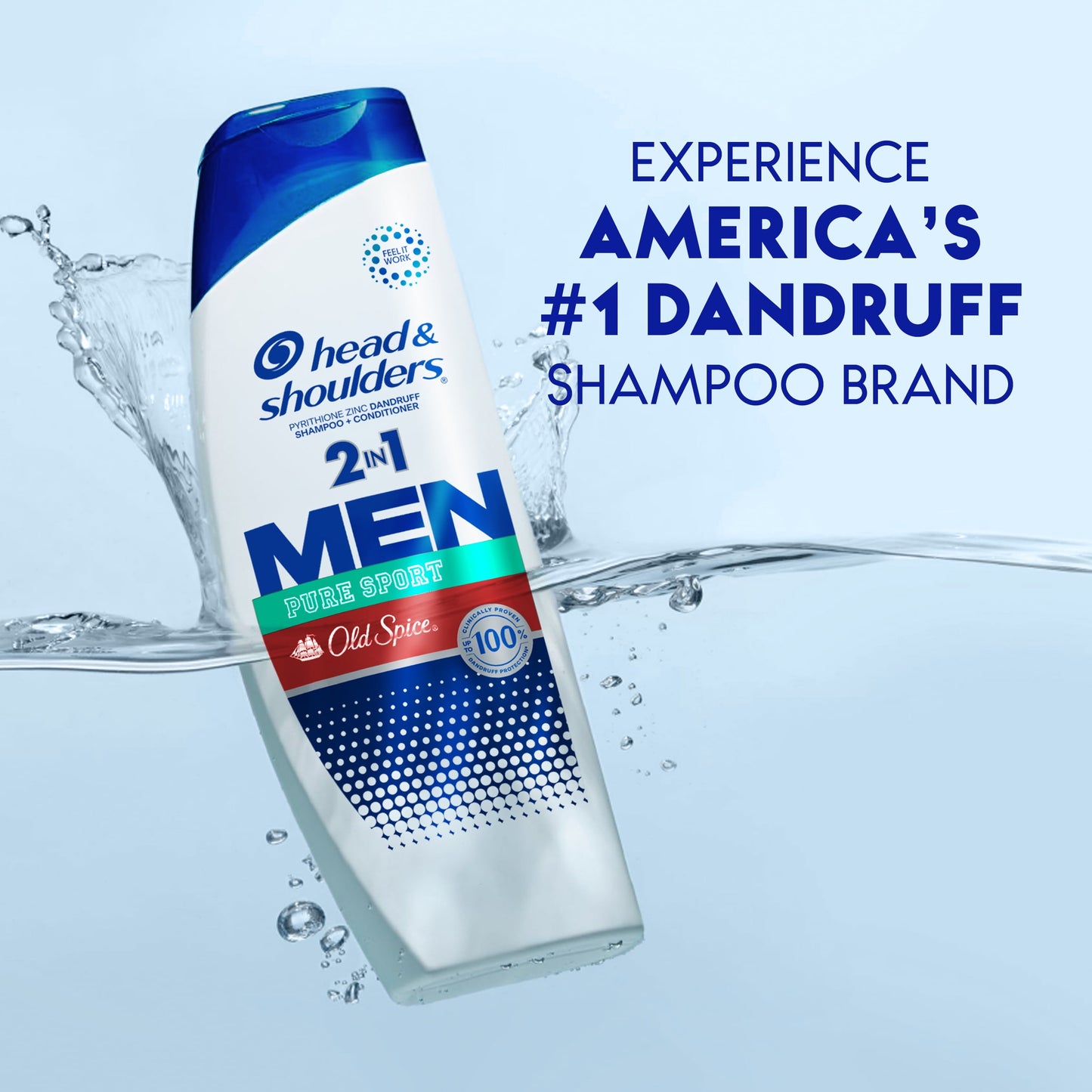 Head & Shoulders Men's 2 in 1 Dandruff Shampoo and Conditioner, Old Spice Pure Sport, 20.7 fl oz