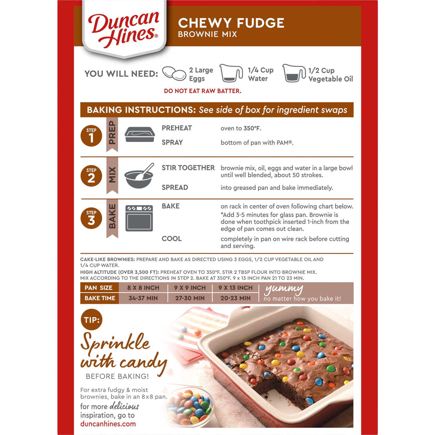 (3 pack) Duncan Hines Chewy Fudge Chocolate Brownie Mix, Family Size, 18.3 Oz Box