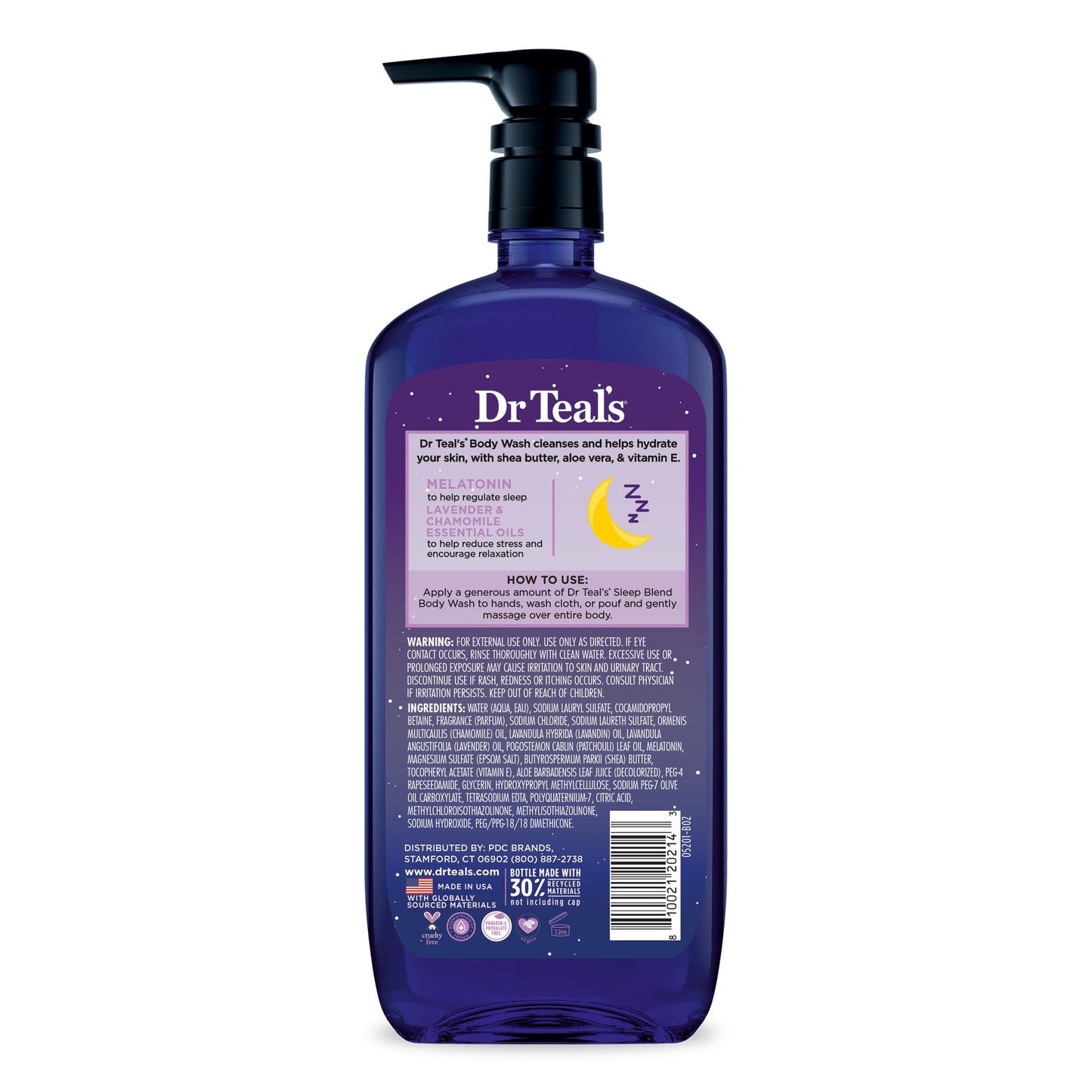 Dr Teal's Sleep Body Wash with Melatonin, Lavender & Chamomile & Essential Oil Blend, 24 fl oz