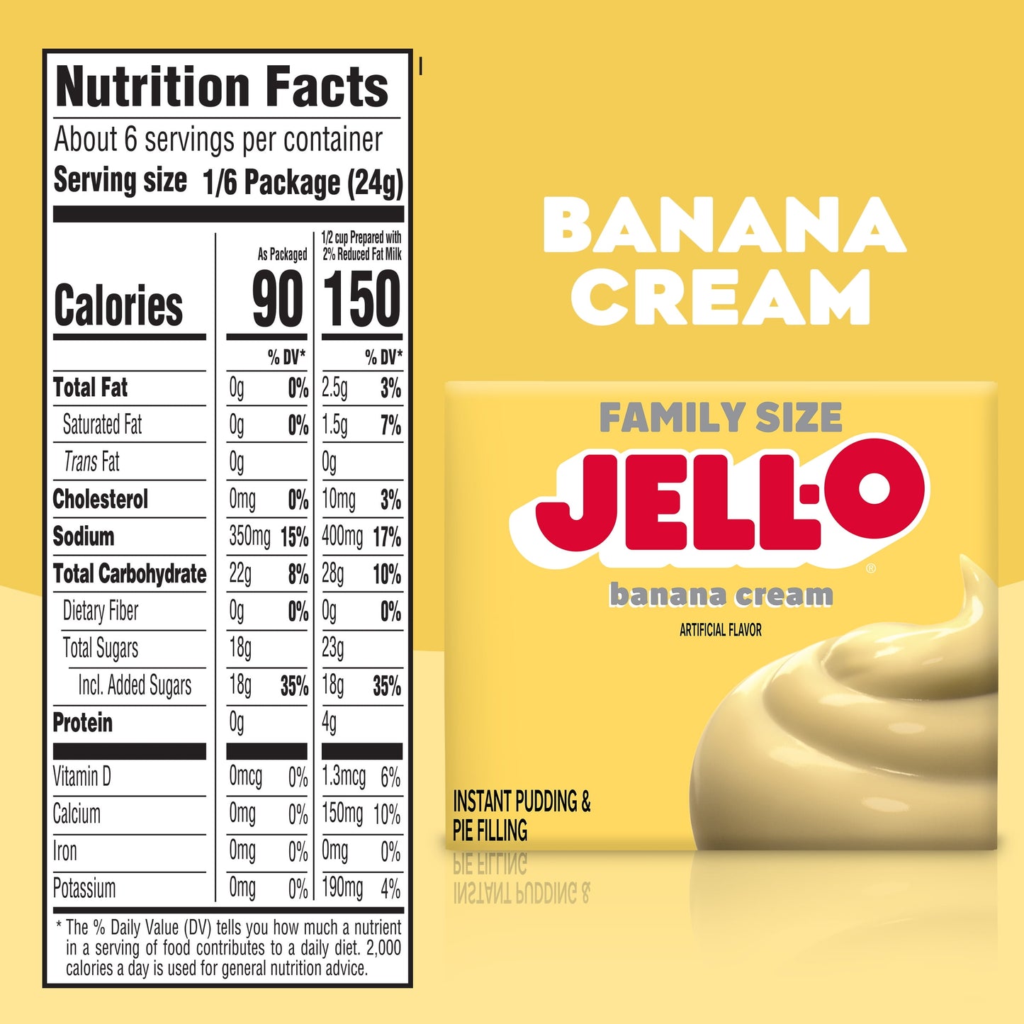 Jell-O Banana Cream Instant Pudding Mix & Pie Filling, 5.1 oz. Box