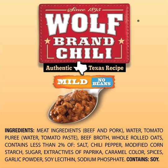 WOLF BRAND Mild Chili Without Beans, 15 oz.