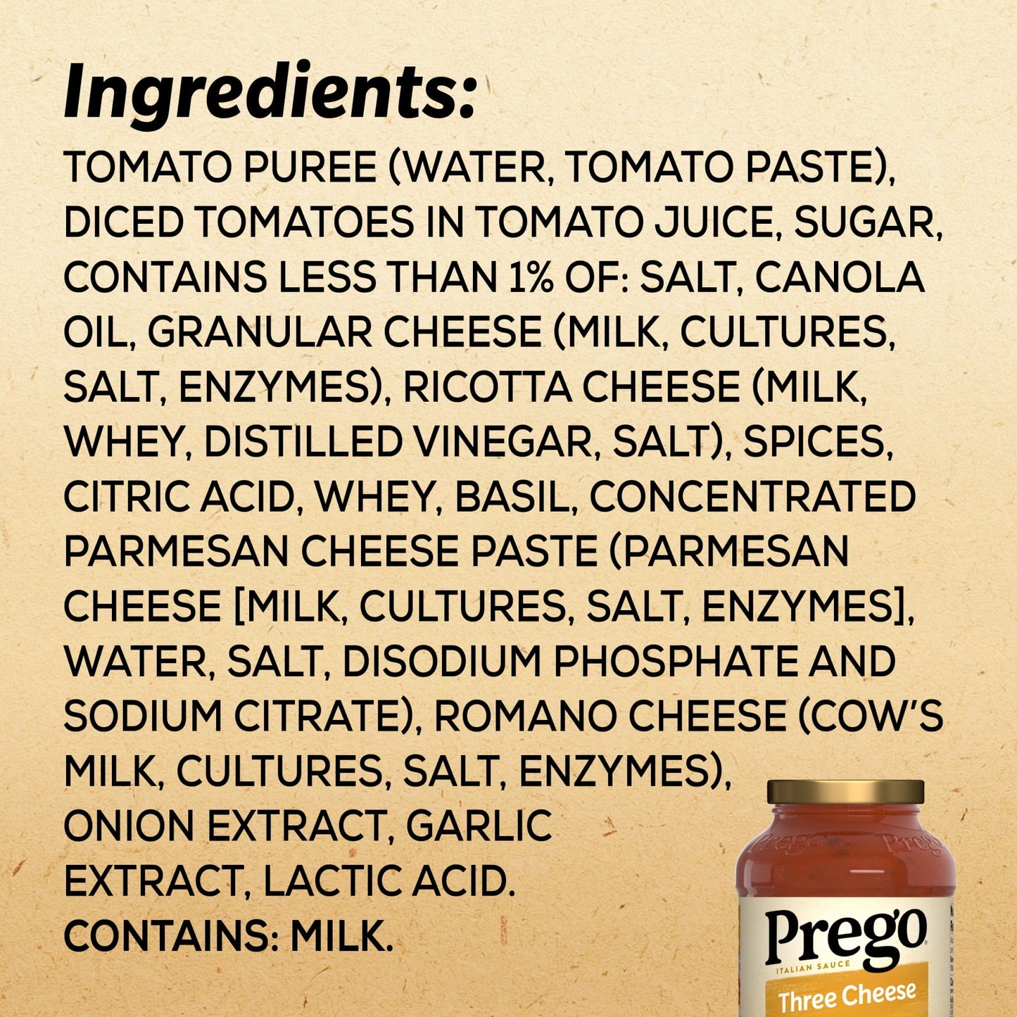 Prego Three Cheese Spaghetti Sauce, 24 oz Jar