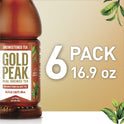 Gold Peak Real Brewed Tea Unsweetened, Black Iced Tea Drink, 16.9 fl oz, 6 Bottles