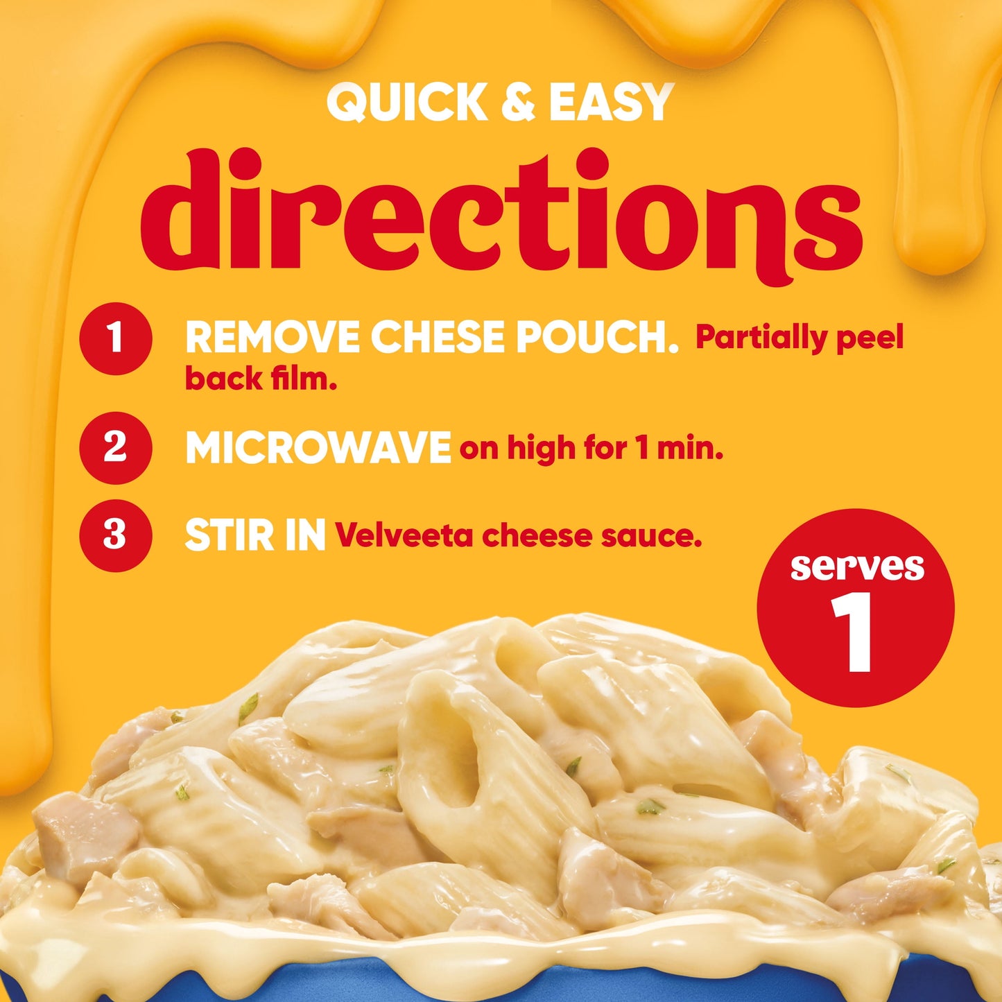 Velveeta Cheesy Bowls Chicken Alfredo Microwave Meal, 9 oz Tray